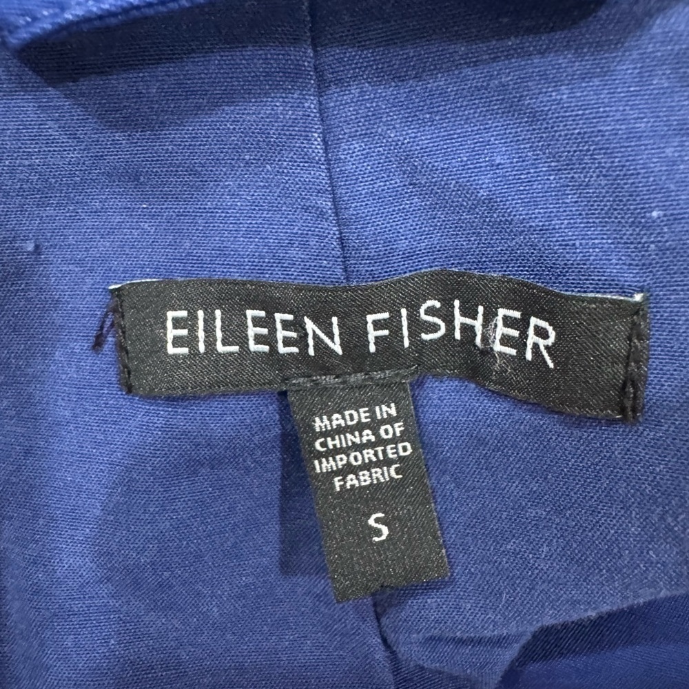 EILEEN FISHER Button-Up Swing Jacket w Pockets Deep Royal Blue Cotton/Nylon sz S - Picture 5 of 7